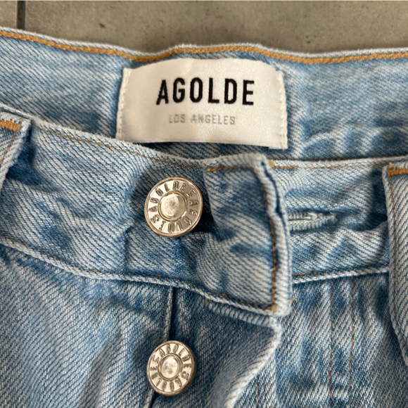 AGOLDE Riley high rise straight crop light wash distressed jeans size 26 - Picture 6 of 6